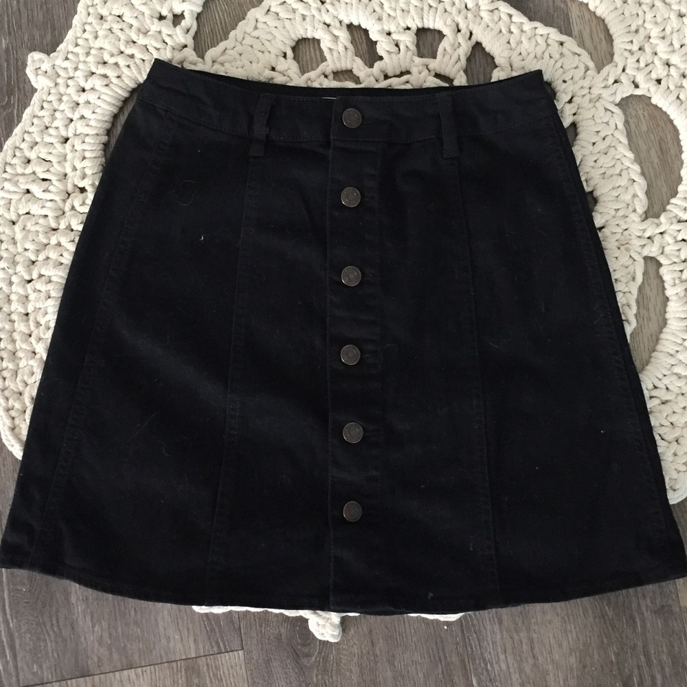 Black jean mini skirt w/ buttons